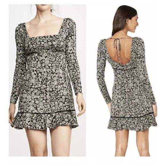 NEW Free People Bohemian long sleeve baby doll ruffle bottom Mini Dress sz 0 - Picture 11 of 16